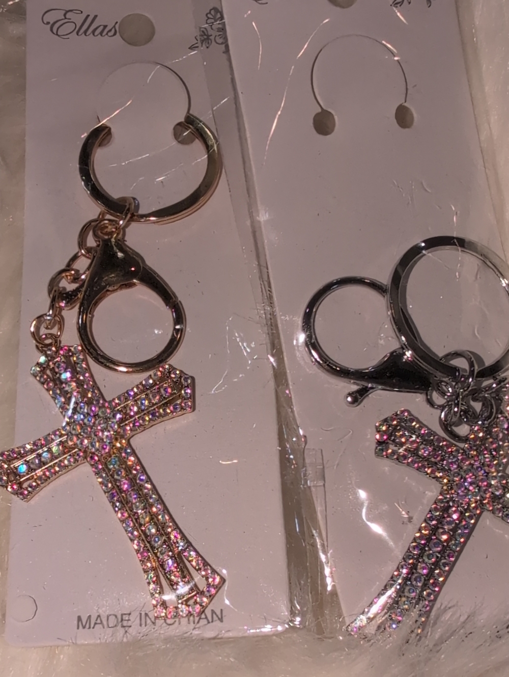 Ella Multicolor Crystal Cross Keychain Bag Charm  pick 1
